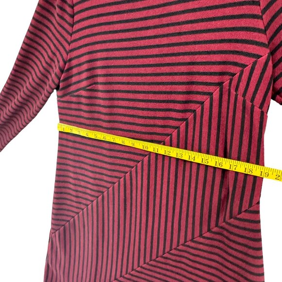 Hutch Anthropologie Knitwork Dress Burgundy Black Striped Long Sleeve Size L - Picture 11 of 15